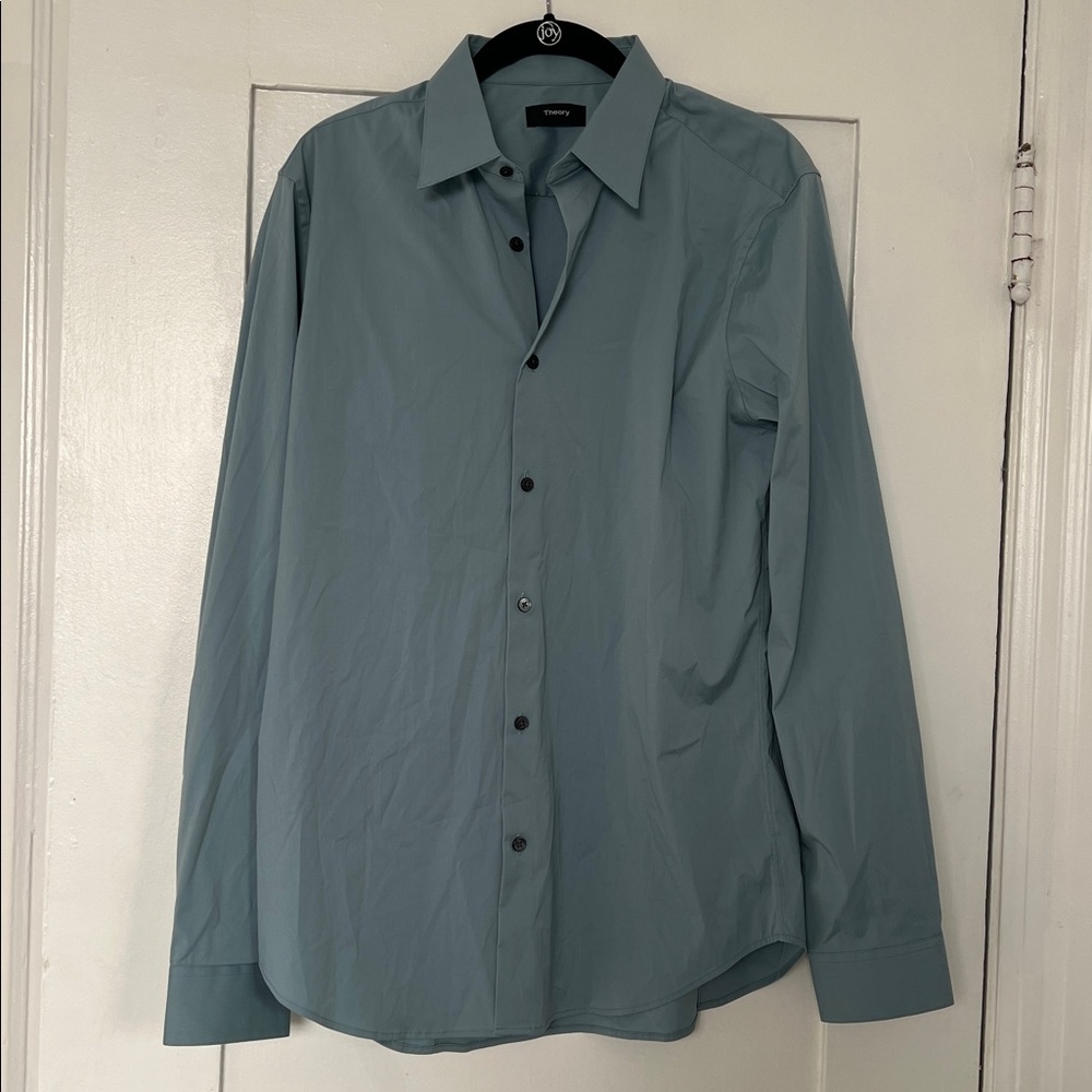 Theory Blue Button-Up Shirt
